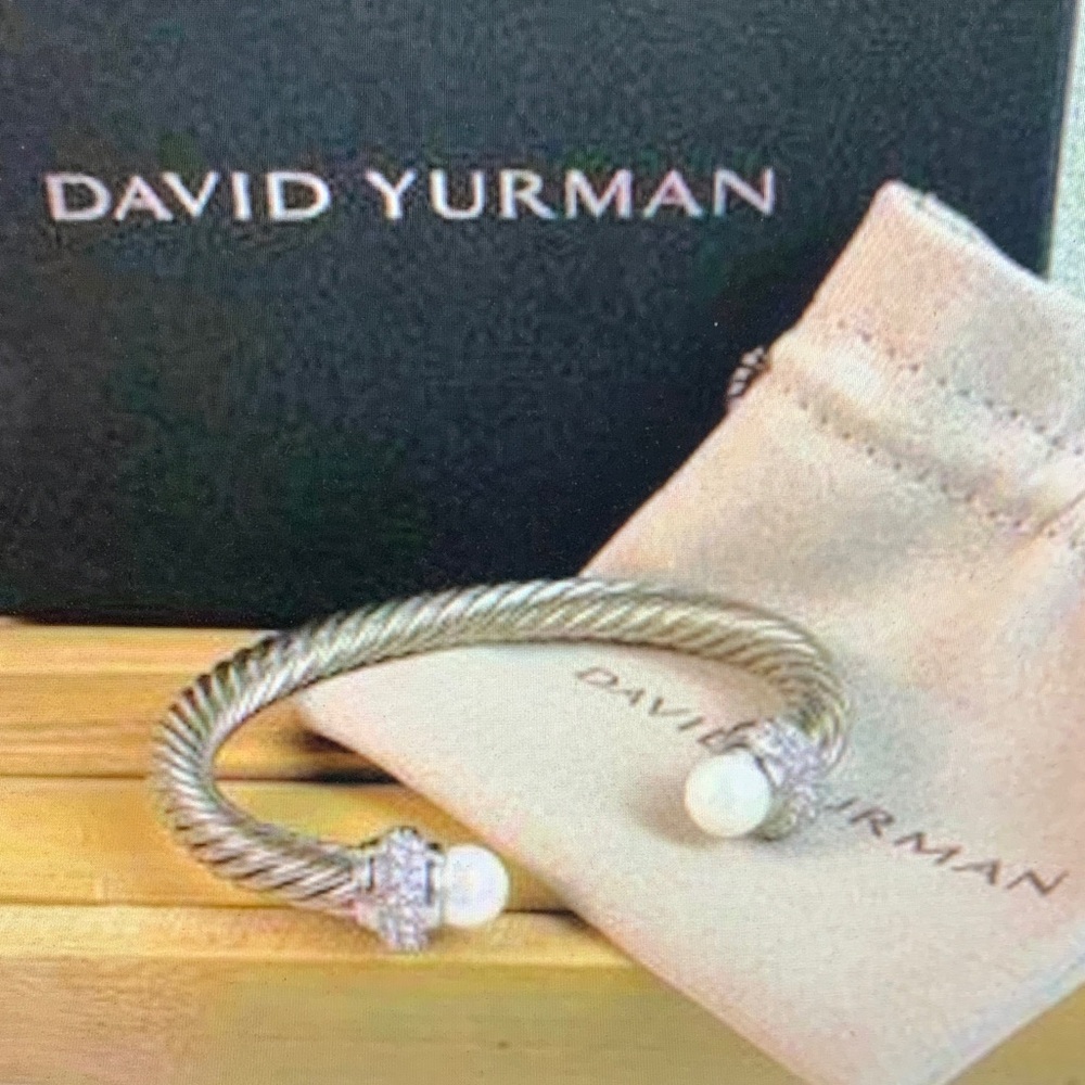 DavidYurman Silver Cable Bracelet with White Accents
